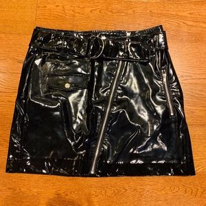 Black Latex Short Skirt